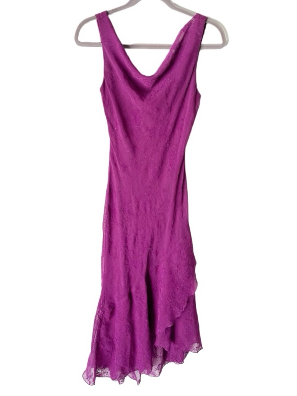 Vintage B. Darlin Dress Size 3/4 Fairy Cowl Neck Tiered Flowy Lettuce Hem Y2K
